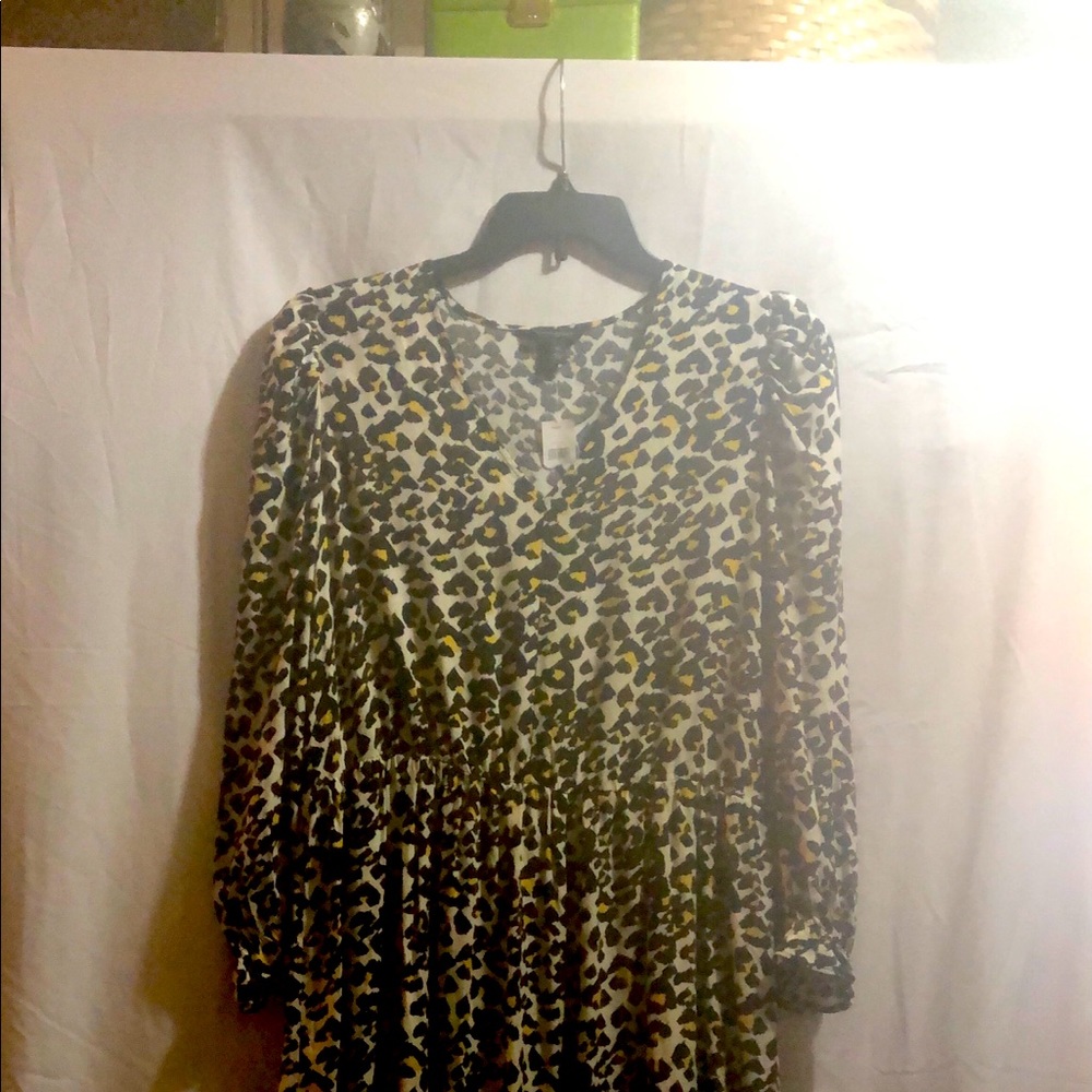 Banana Republic Animal Prnt Dress w Yellow Accents